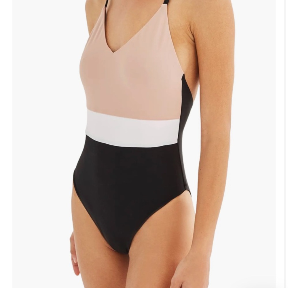 Topshop Colorblock One-Piece Swimsuit